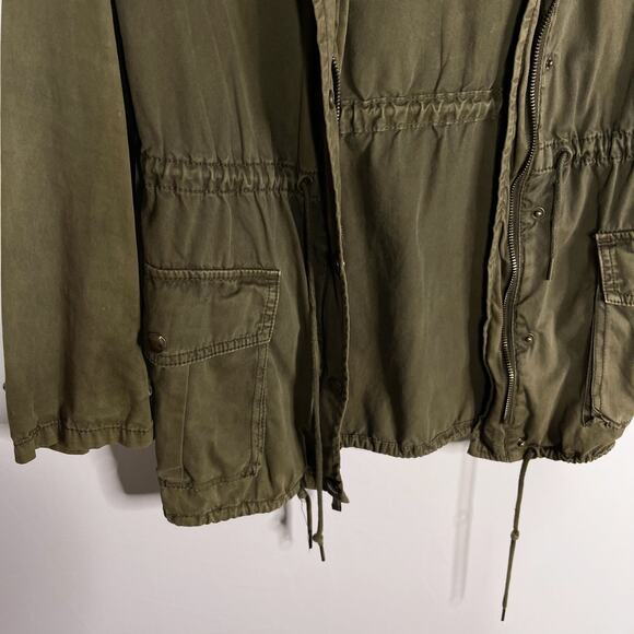 Aritzia Talula XXS Olive Green Trooper Utility Jacket Hooded Cinch Waist 2XS - Picture 7 of 13